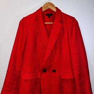 Red Ann Taylor Tweed Blazer